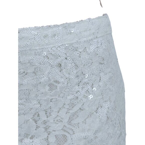 Vintage Hollister Cream Floral Lace & Sequin Embellished Mini Skirt Y2K - Picture 3 of 16